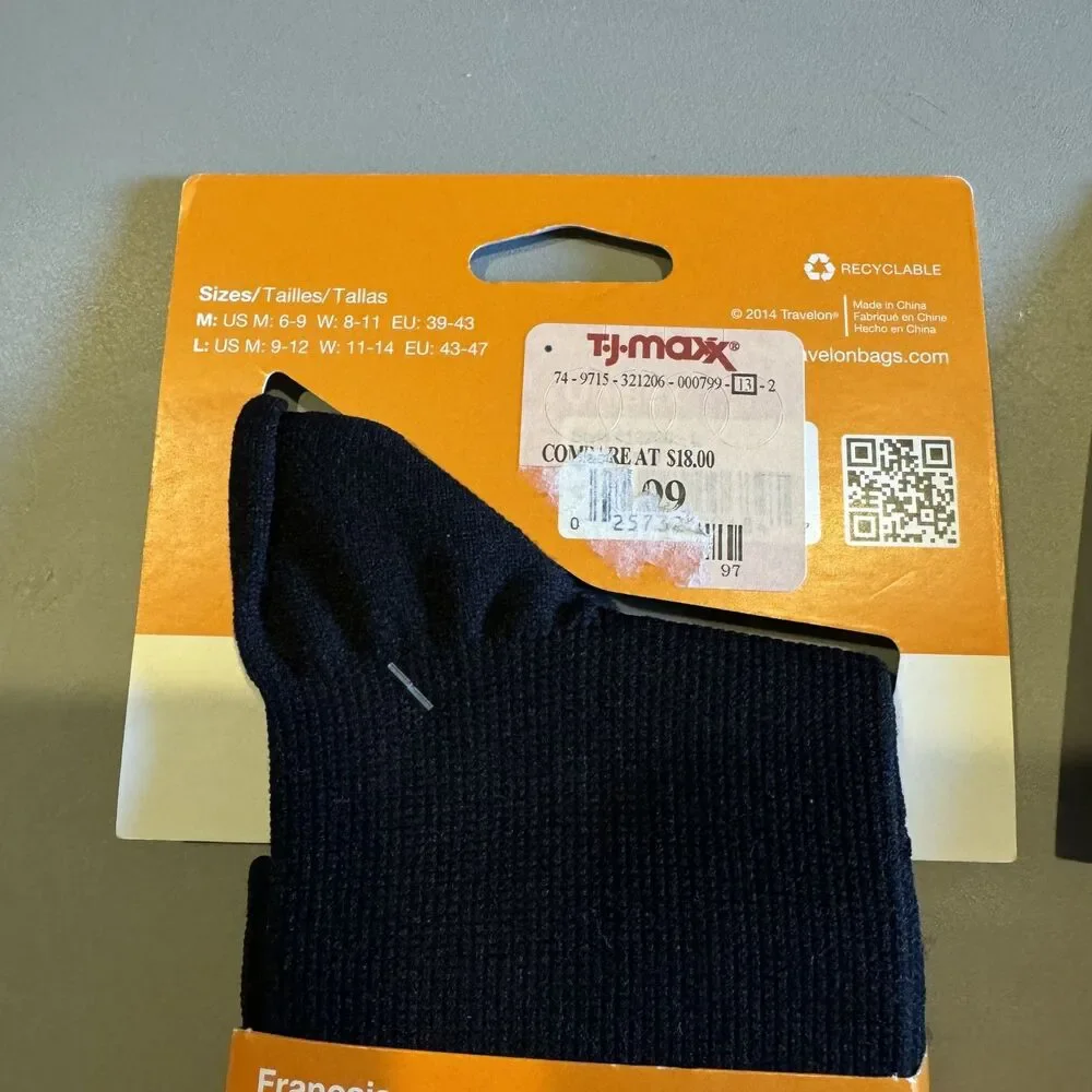 New Travelon Compression Socks 2 Pair Black Knee High Travel Support Size Large